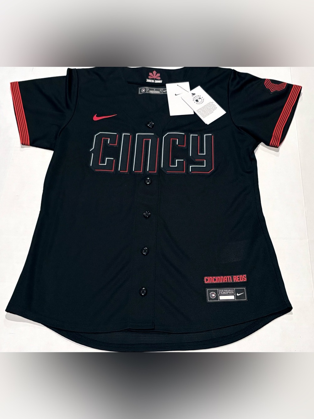 Barry Larkin Cincinnati Reds City Connect Women’s Nike MLB Black Jersey Sz M